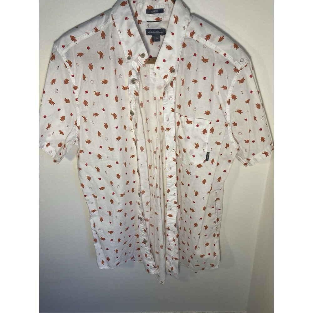 Eddie Bauer Shirt Tall XL Button Up Yeti Bigfoot Sasquatch 100% Cotton Campcore